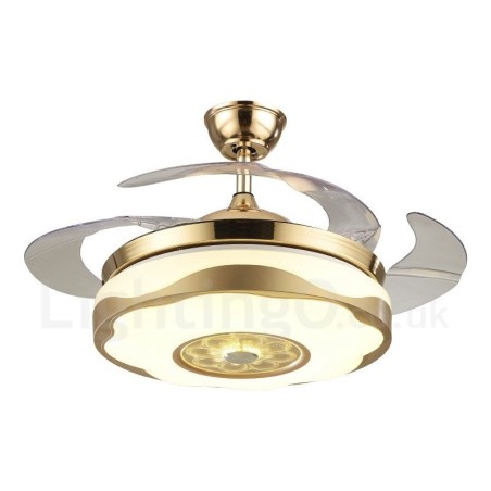 Ventilateur de plafond moderne et contemporain de 108 cm (42 po) et 91 cm (36 po), couleur or, avec abat-jour en acrylique et moteur silencieux en cuivre pur. Ventilateur de plafond moderne et contemporain de 108 cm (42 po) et 91 cm (36 po), couleur or, avec abat-jour en acrylique et moteur silencieux en cuivre pur.