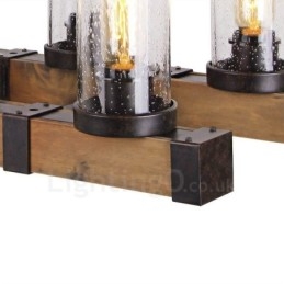 Lustre en bois vintage à 6 lumières, style industriel, style loft, linéaire