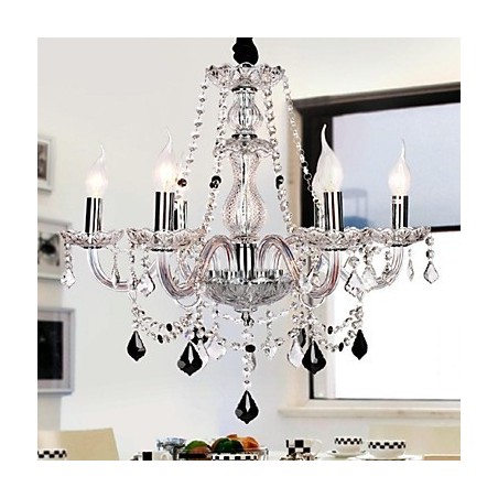 Lustre de luxe à 6 lumières avec bougie Lustre de luxe à 6 lumières avec bougie