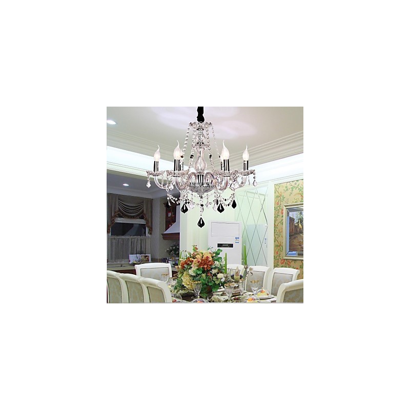 Lustre de luxe à 6 lumières avec bougie