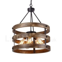 Lustre vintage en bois à 5 lumières, style industriel, style loft, linéaire