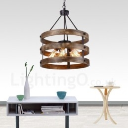 Lustre vintage en bois à 5 lumières, style industriel, style loft, linéaire