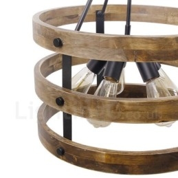 Lustre vintage en bois à 5 lumières, style industriel, style loft, linéaire