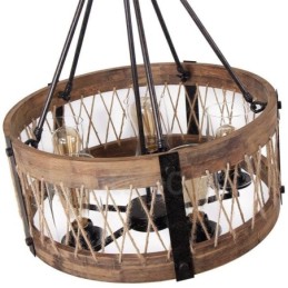Lustre vintage en bois à 5 lumières, style industriel, style loft, linéaire