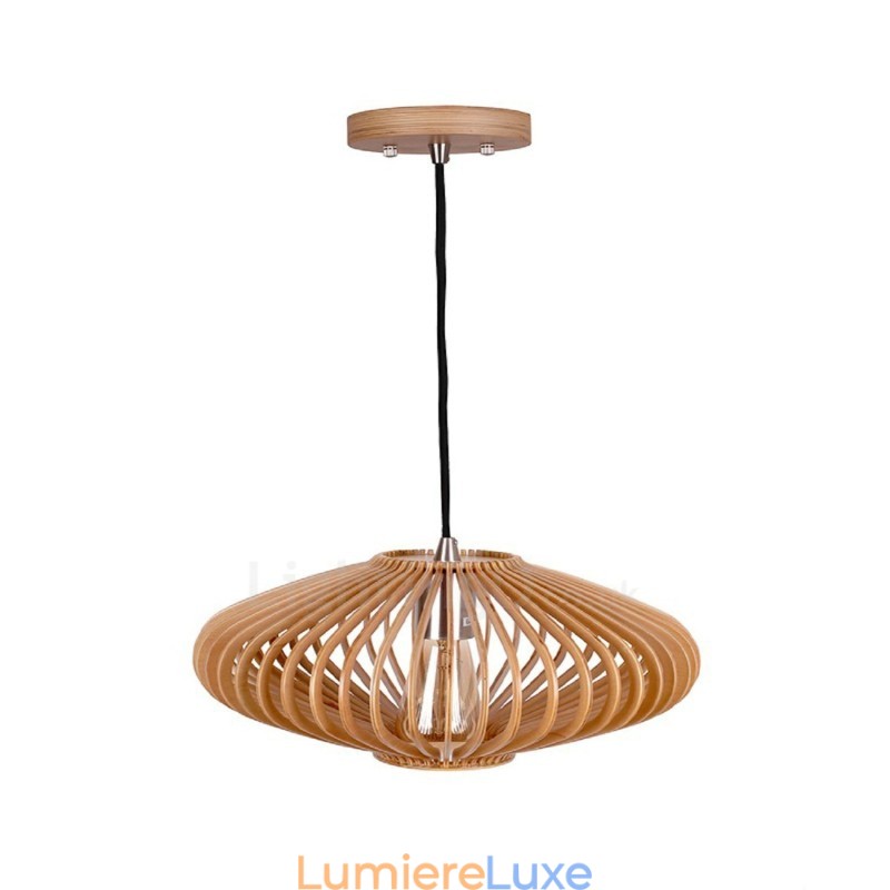 Lustre en bois vintage à 1 lumière, style industriel, style loft, linéaire