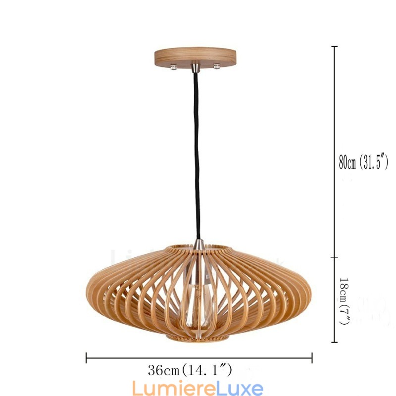 Lustre en bois vintage à 1 lumière, style industriel, style loft, linéaire