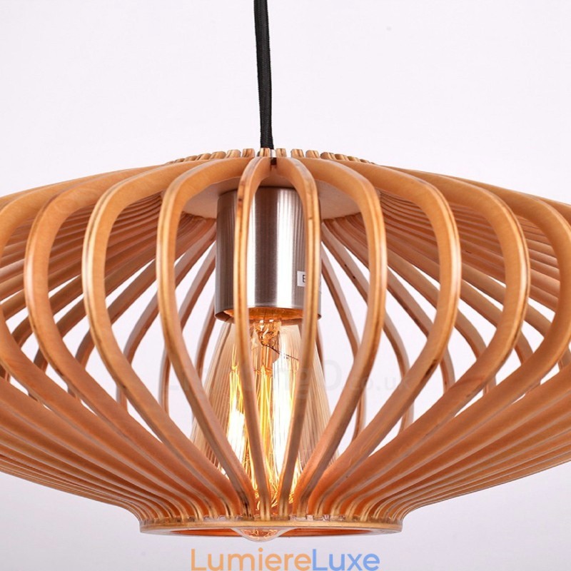 Lustre en bois vintage à 1 lumière, style industriel, style loft, linéaire