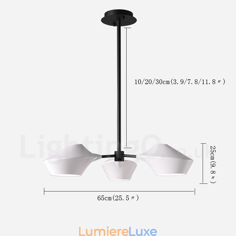 Lustre rétro linéaire à 3 lumières avec abat-jour en acrylique pour garage extérieur