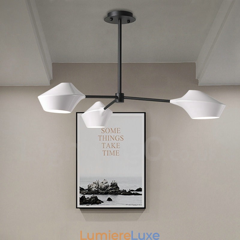 Lustre rétro linéaire à 3 lumières avec abat-jour en acrylique pour garage extérieur