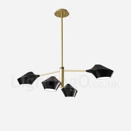 Lustre rétro linéaire à deux niveaux, 4 lumières avec abat-jour en acrylique, pour l'extérieur et le garage Lustre rétro linéaire à deux niveaux, 4 lumières avec abat-jour en acrylique, pour l'extérieur et le garage