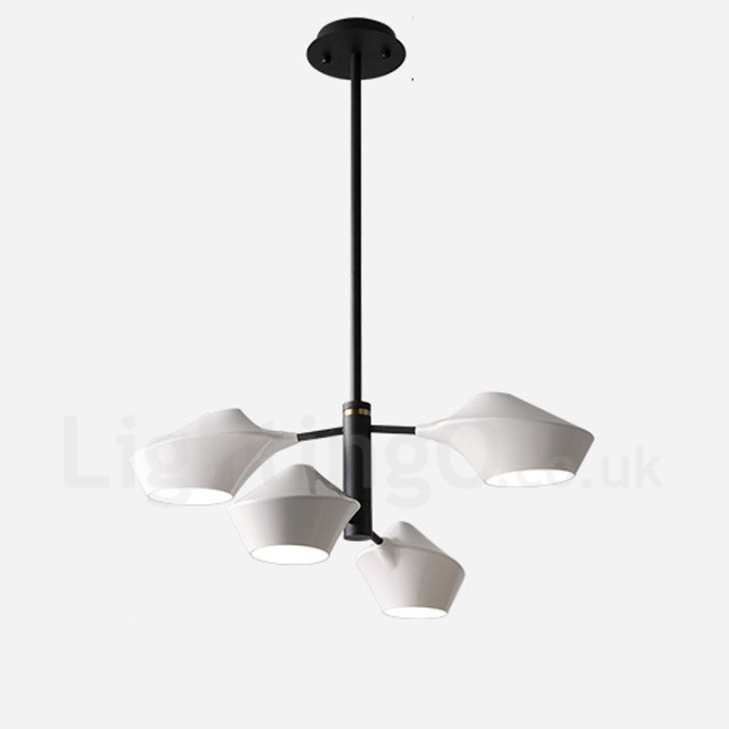 Lustre rétro linéaire à deux niveaux, 4 lumières avec abat-jour en acrylique, pour l'extérieur et le garage