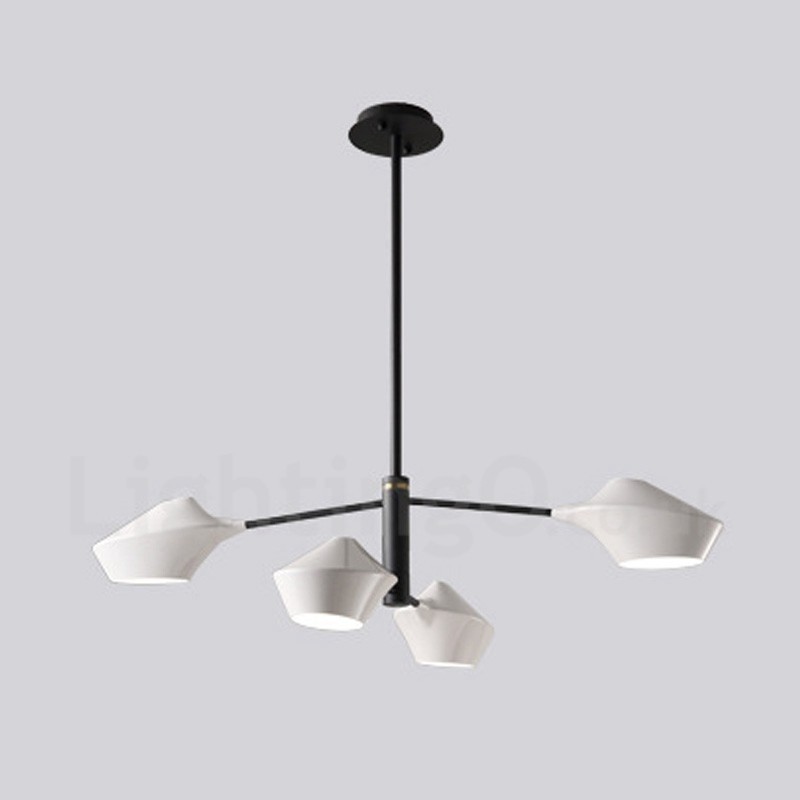 Lustre rétro linéaire à deux niveaux, 4 lumières avec abat-jour en acrylique, pour l'extérieur et le garage