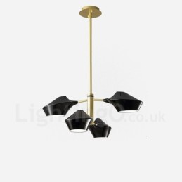 Lustre rétro linéaire à deux niveaux, 4 lumières avec abat-jour en acrylique, pour l'extérieur et le garage