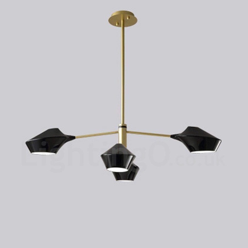 Lustre rétro linéaire à deux niveaux, 4 lumières avec abat-jour en acrylique, pour l'extérieur et le garage