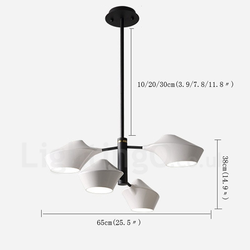 Lustre rétro linéaire à deux niveaux, 4 lumières avec abat-jour en acrylique, pour l'extérieur et le garage
