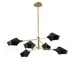 Lustre rétro linéaire multicolore à 2 niveaux, 6 lumières avec abat-jour en acrylique, pour l'extérieur et le garage
