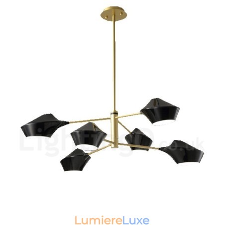 Lustre rétro linéaire multicolore à 2 niveaux, 6 lumières avec abat-jour en acrylique, pour l'extérieur et le garage Lustre rétro linéaire multicolore à 2 niveaux, 6 lumières avec abat-jour en acrylique, pour l'extérieur et le garage