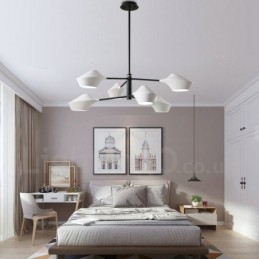 Lustre rétro linéaire multicolore à 2 niveaux, 6 lumières avec abat-jour en acrylique, pour l'extérieur et le garage