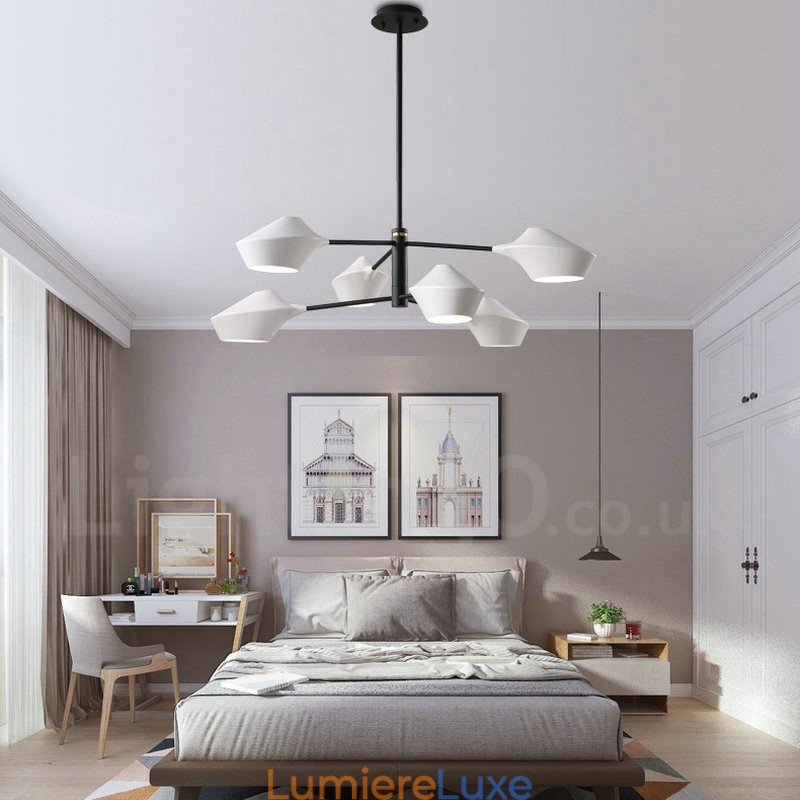 Lustre rétro linéaire multicolore à 2 niveaux, 6 lumières avec abat-jour en acrylique, pour l'extérieur et le garage