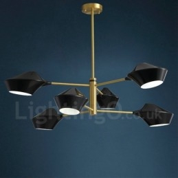 Lustre rétro linéaire multicolore à 2 niveaux, 6 lumières avec abat-jour en acrylique, pour l'extérieur et le garage
