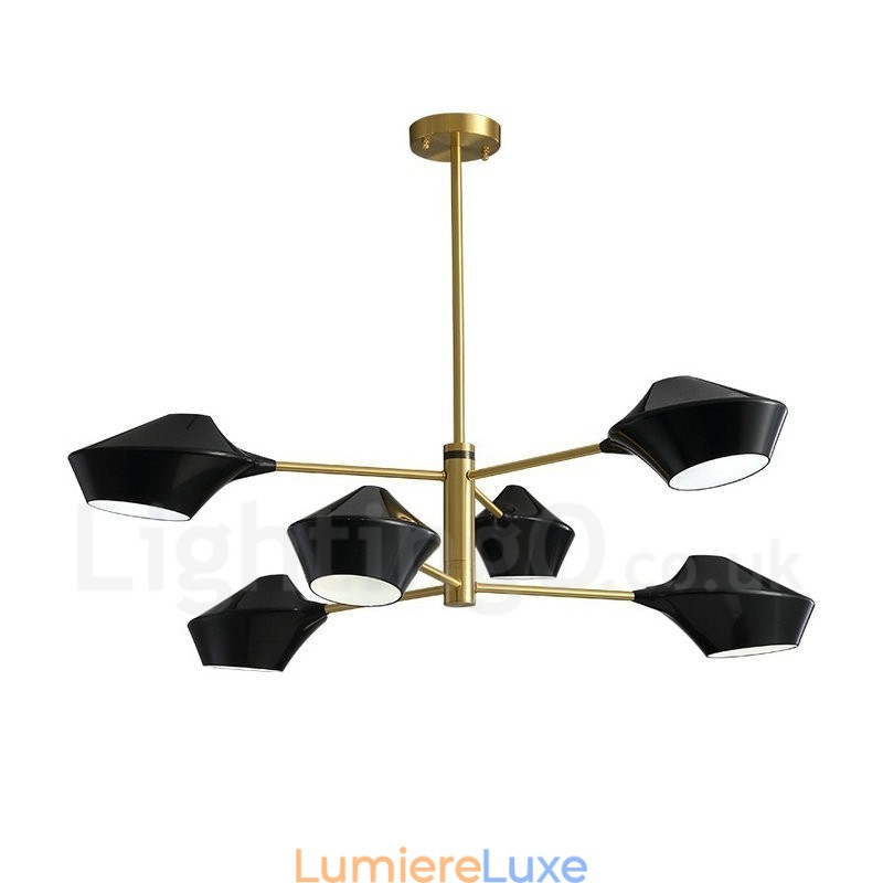 Lustre rétro linéaire multicolore à 2 niveaux, 6 lumières avec abat-jour en acrylique, pour l'extérieur et le garage