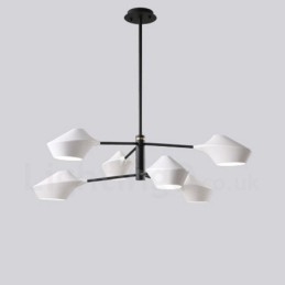 Lustre rétro linéaire multicolore à 2 niveaux, 6 lumières avec abat-jour en acrylique, pour l'extérieur et le garage