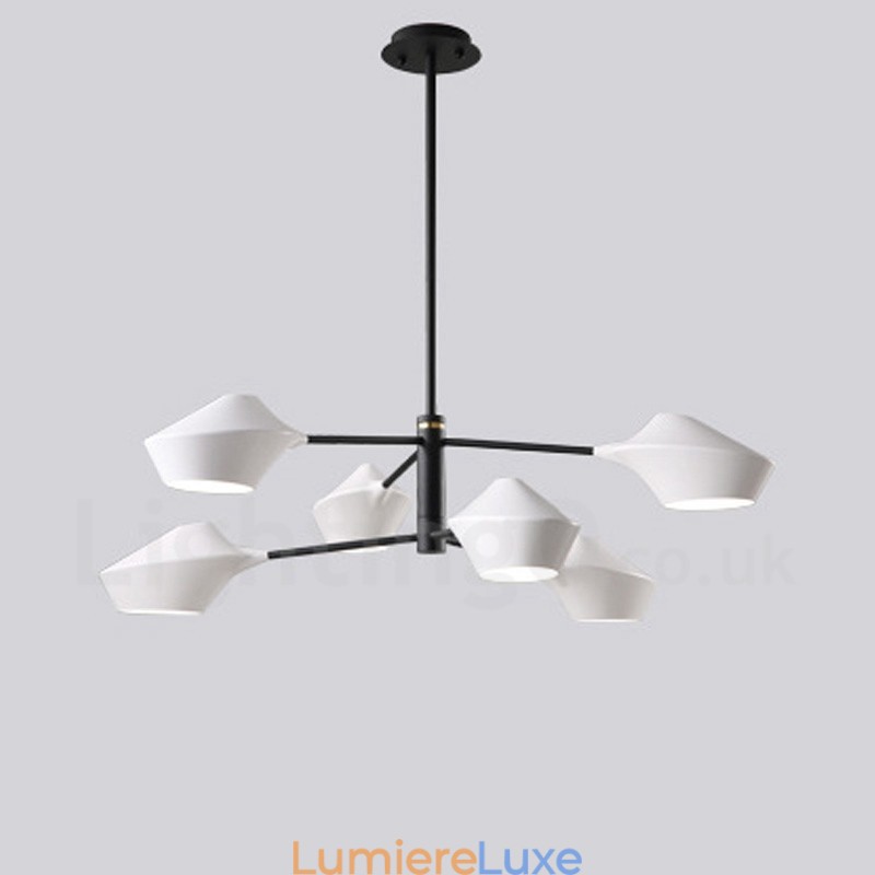 Lustre rétro linéaire multicolore à 2 niveaux, 6 lumières avec abat-jour en acrylique, pour l'extérieur et le garage