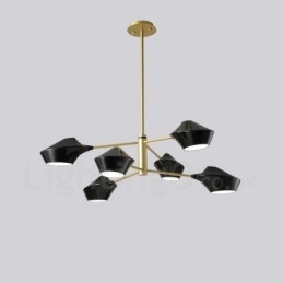 Lustre rétro linéaire multicolore à 2 niveaux, 6 lumières avec abat-jour en acrylique, pour l'extérieur et le garage