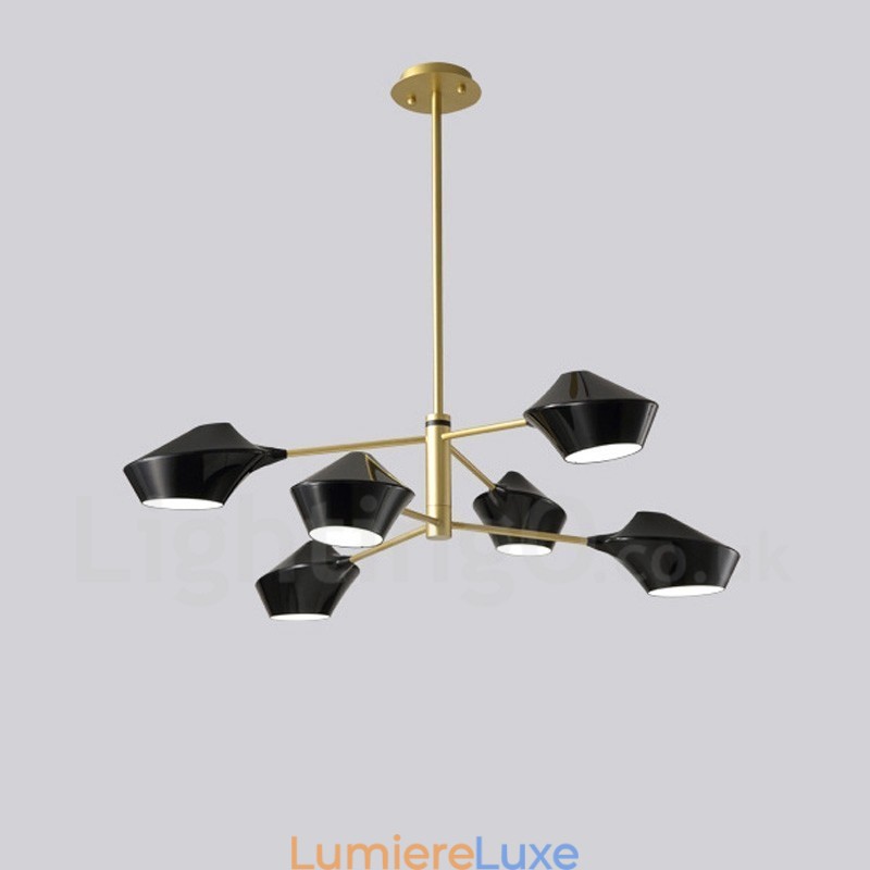 Lustre rétro linéaire multicolore à 2 niveaux, 6 lumières avec abat-jour en acrylique, pour l'extérieur et le garage
