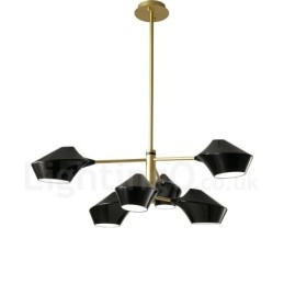 Lustre rétro linéaire multicolore à 2 niveaux, 6 lumières avec abat-jour en acrylique, pour l'extérieur et le garage