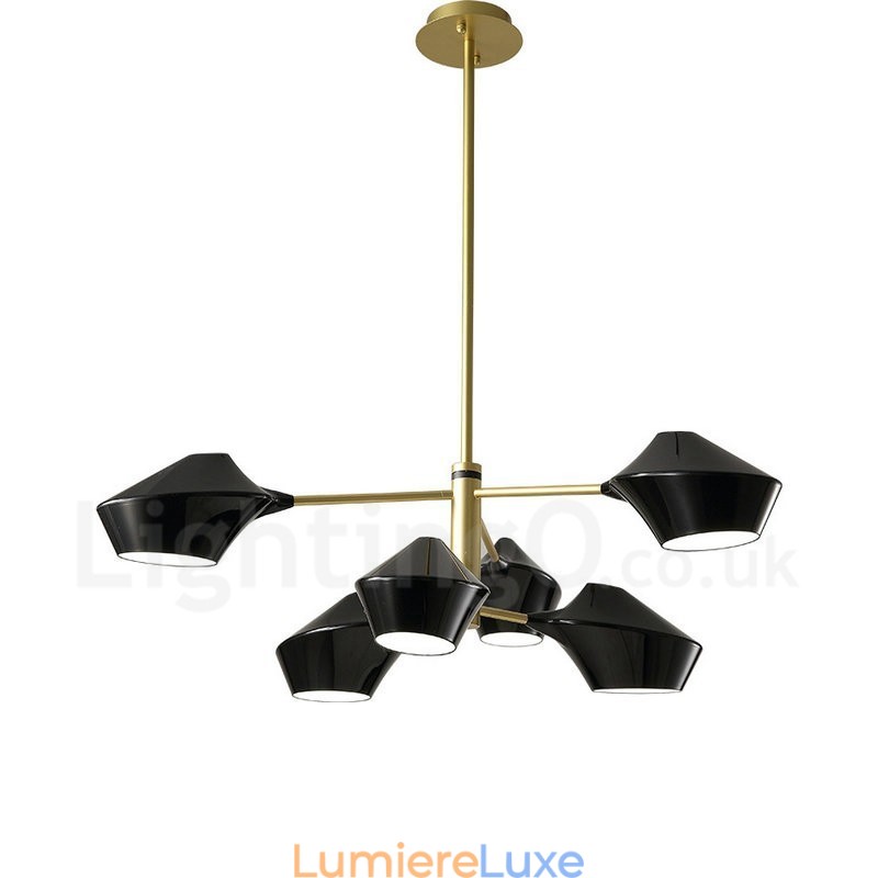 Lustre rétro linéaire multicolore à 2 niveaux, 6 lumières avec abat-jour en acrylique, pour l'extérieur et le garage