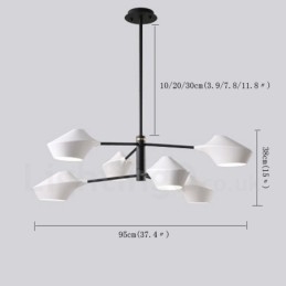 Lustre rétro linéaire multicolore à 2 niveaux, 6 lumières avec abat-jour en acrylique, pour l'extérieur et le garage