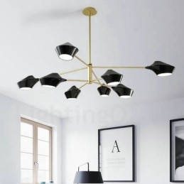 Lustre rétro linéaire multicolore à deux niveaux, 8 lumières avec abat-jour en acrylique, pour l'extérieur et le garage
