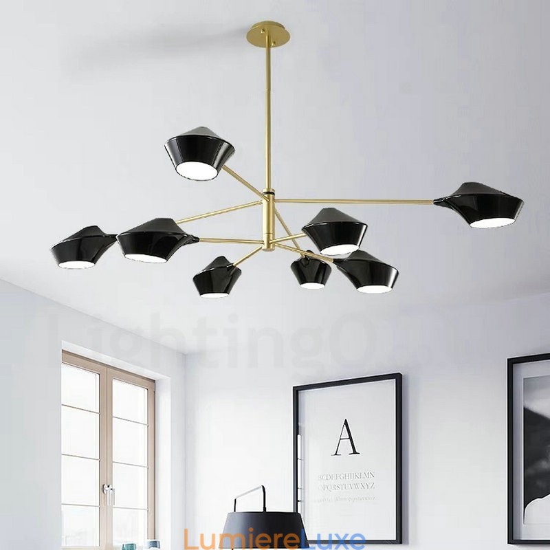 Lustre rétro linéaire multicolore à deux niveaux, 8 lumières avec abat-jour en acrylique, pour l'extérieur et le garage