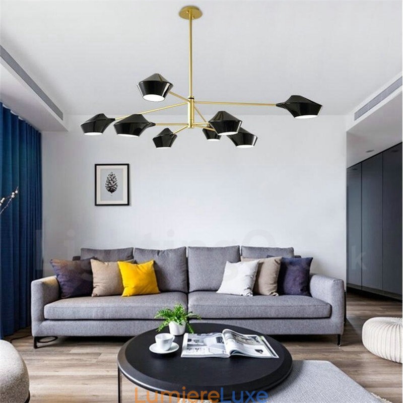 Lustre rétro linéaire multicolore à deux niveaux, 8 lumières avec abat-jour en acrylique, pour l'extérieur et le garage