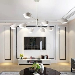 Lustre rétro linéaire multicolore à deux niveaux, 8 lumières avec abat-jour en acrylique, pour l'extérieur et le garage