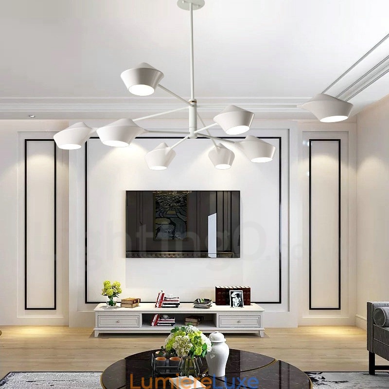 Lustre rétro linéaire multicolore à deux niveaux, 8 lumières avec abat-jour en acrylique, pour l'extérieur et le garage