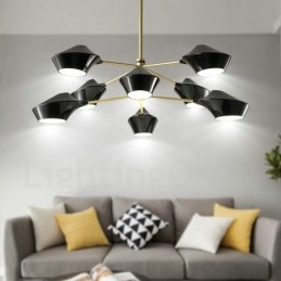 Lustre rétro linéaire multicolore à deux niveaux, 8 lumières avec abat-jour en acrylique, pour l'extérieur et le garage