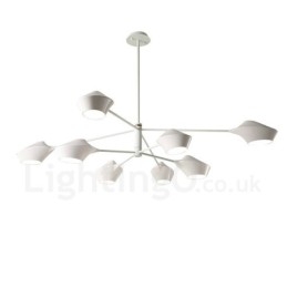 Lustre rétro linéaire multicolore à deux niveaux, 8 lumières avec abat-jour en acrylique, pour l'extérieur et le garage