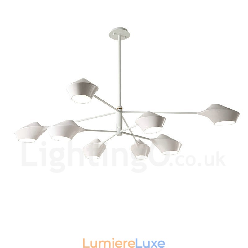 Lustre rétro linéaire multicolore à deux niveaux, 8 lumières avec abat-jour en acrylique, pour l'extérieur et le garage