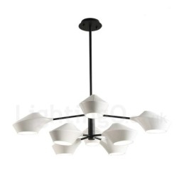 Lustre rétro linéaire multicolore à deux niveaux, 8 lumières avec abat-jour en acrylique, pour l'extérieur et le garage