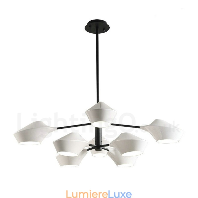 Lustre rétro linéaire multicolore à deux niveaux, 8 lumières avec abat-jour en acrylique, pour l'extérieur et le garage
