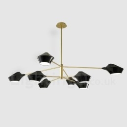 Lustre rétro linéaire multicolore à deux niveaux, 8 lumières avec abat-jour en acrylique, pour l'extérieur et le garage