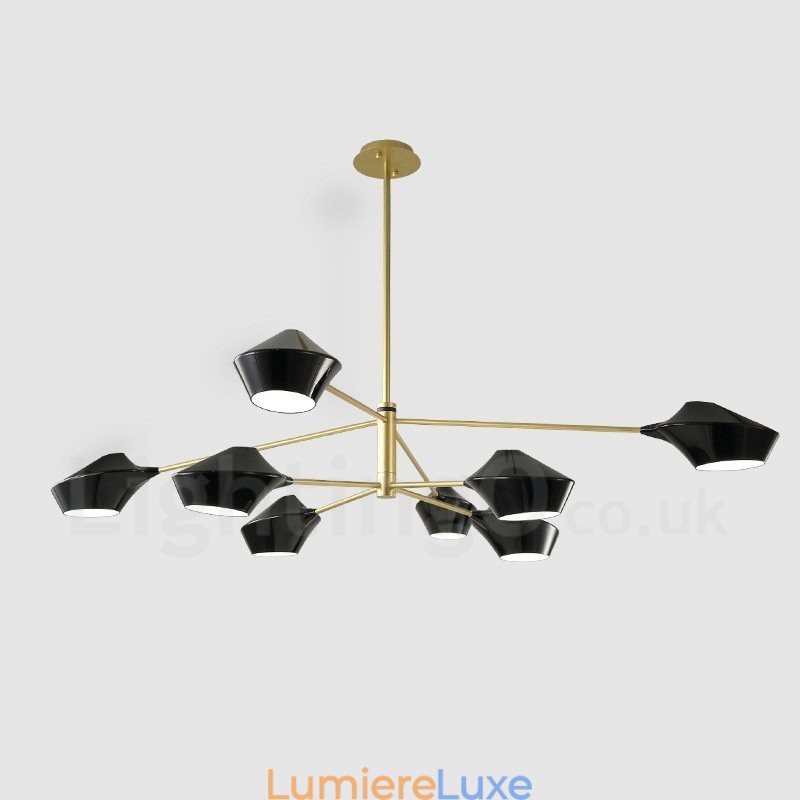 Lustre rétro linéaire multicolore à deux niveaux, 8 lumières avec abat-jour en acrylique, pour l'extérieur et le garage