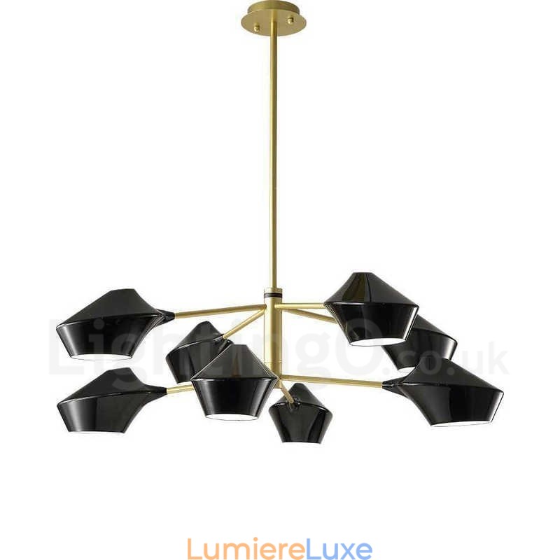 Lustre rétro linéaire multicolore à deux niveaux, 8 lumières avec abat-jour en acrylique, pour l'extérieur et le garage