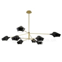 Lustre rétro linéaire multicolore à deux niveaux, 8 lumières avec abat-jour en acrylique, pour l'extérieur et le garage