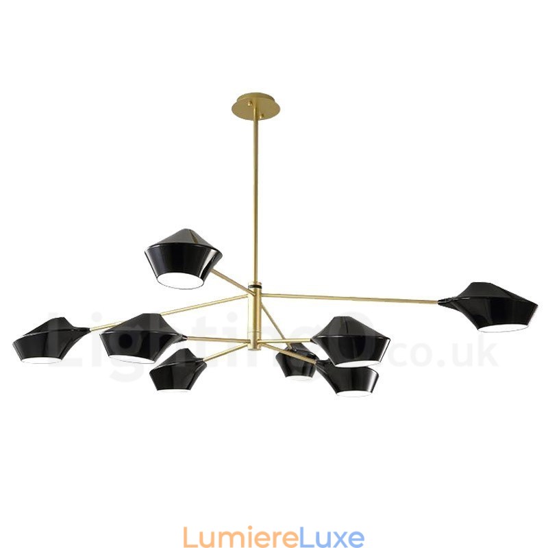 Lustre rétro linéaire multicolore à deux niveaux, 8 lumières avec abat-jour en acrylique, pour l'extérieur et le garage