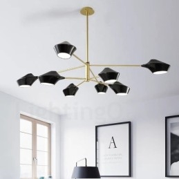 Lustre rétro linéaire multicolore à deux niveaux, 8 lumières avec abat-jour en acrylique, pour l'extérieur et le garage