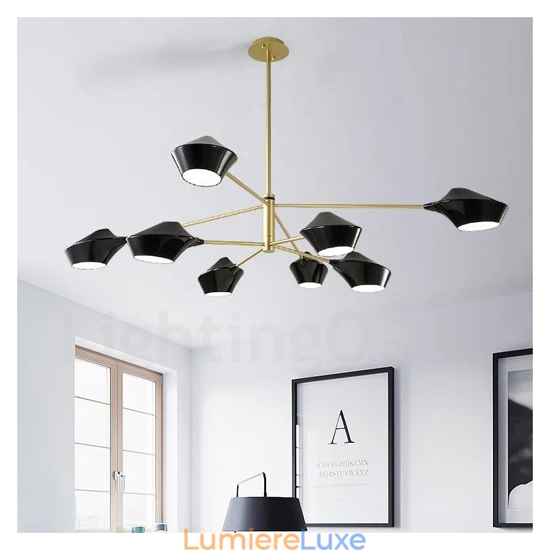 Lustre rétro linéaire multicolore à deux niveaux, 8 lumières avec abat-jour en acrylique, pour l'extérieur et le garage