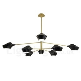 Lustre rétro linéaire multicolore à deux niveaux, 8 lumières avec abat-jour en acrylique, pour l'extérieur et le garage